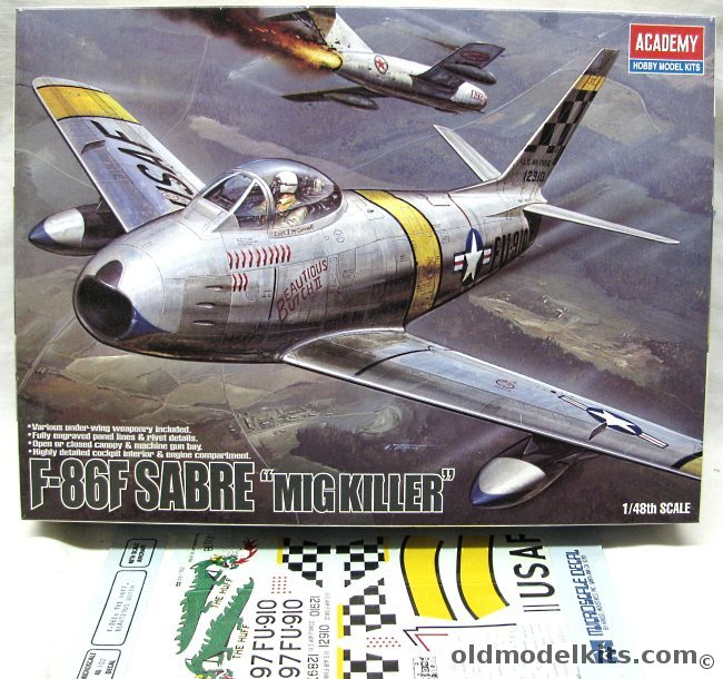 Academy 1/48 F-86F Sabre Jet - With Microscale Decals, 2183 plastic model kit